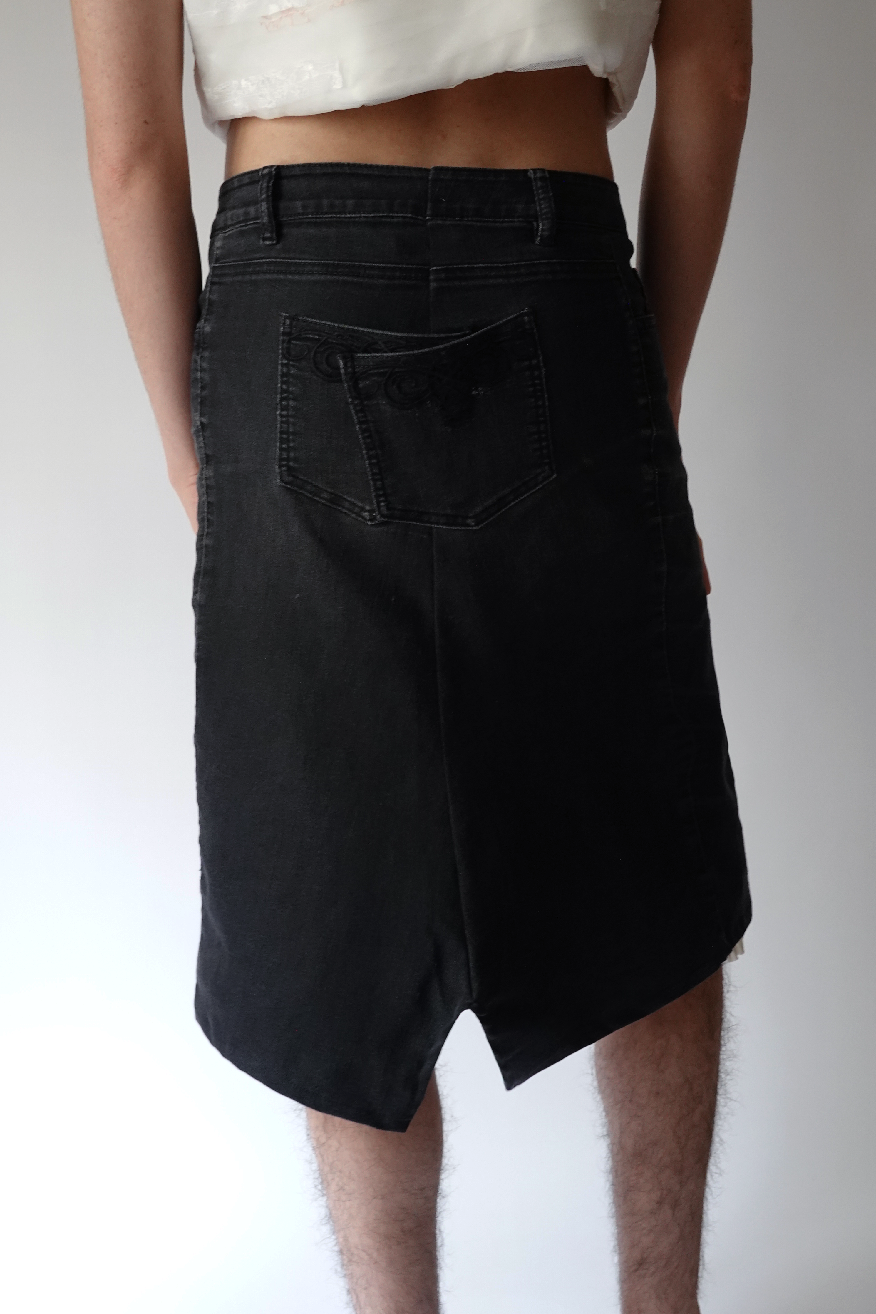 Upcycled Denim Skirt Short